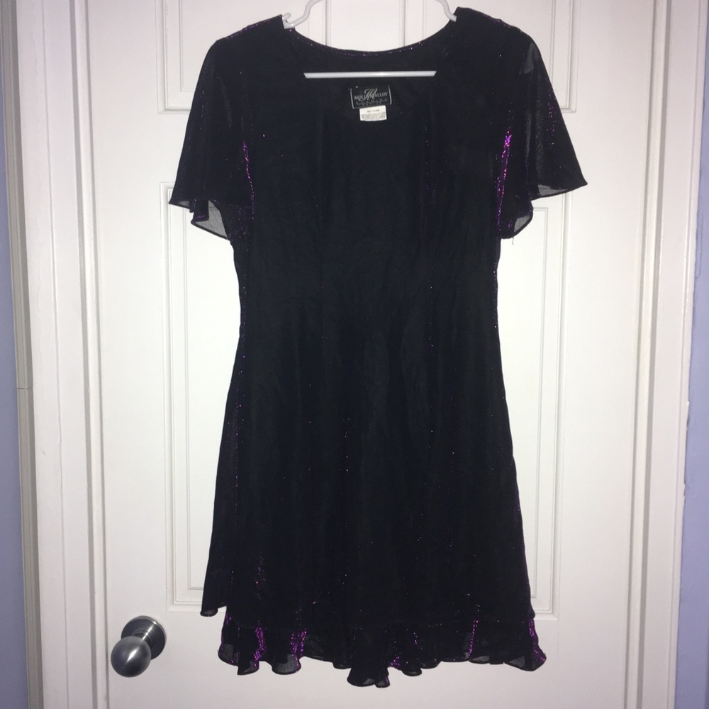 Vintage 90s Molly Malloy purple tiered shimmer dress